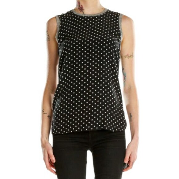 J.Crew black and grey polka dot tank top size M - Picture 2 of 5